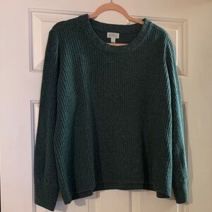 Market & Spruce Deep Green Ribbed Crewneck Sweater